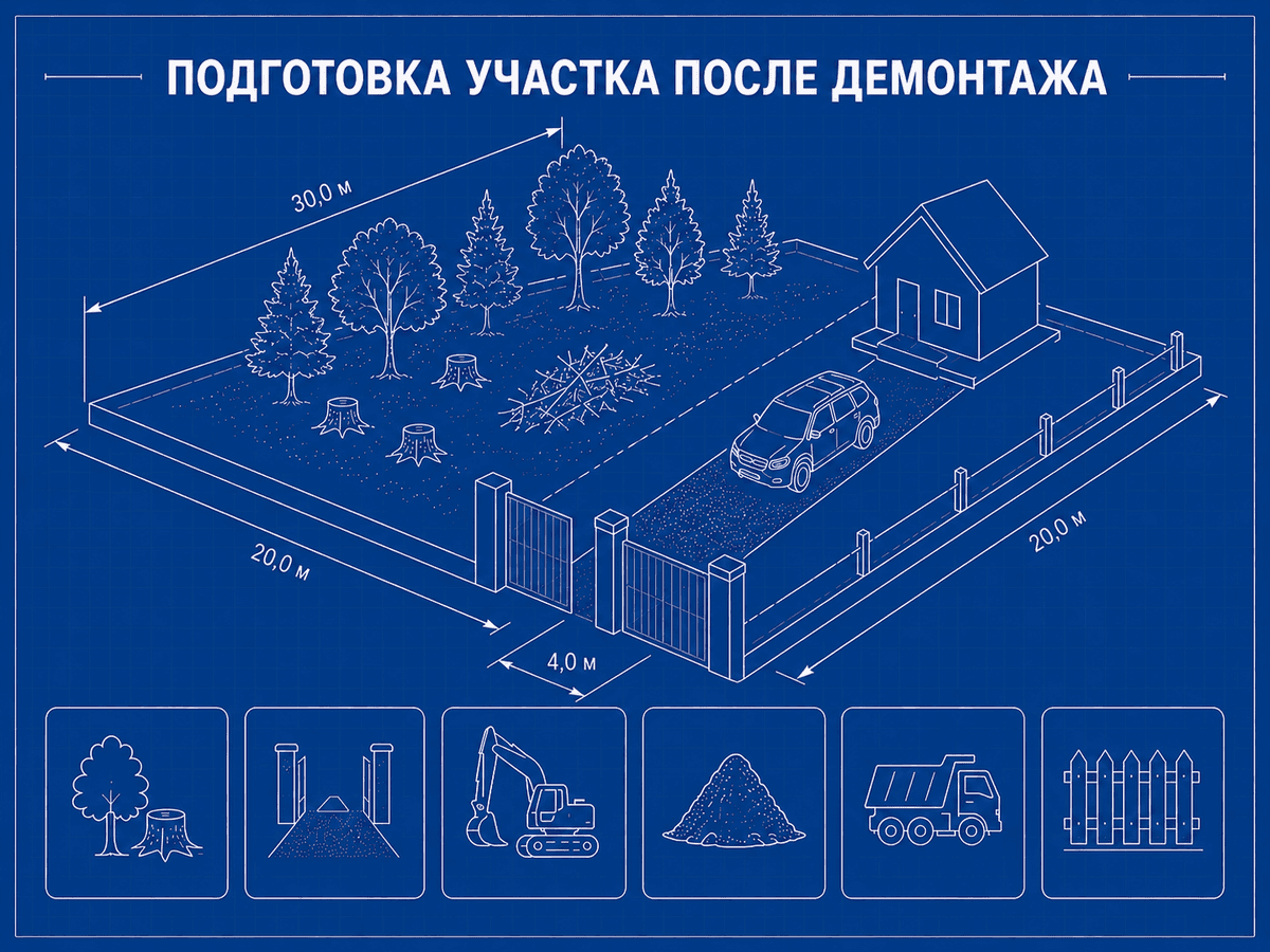 Подготовка участка после демонтажа