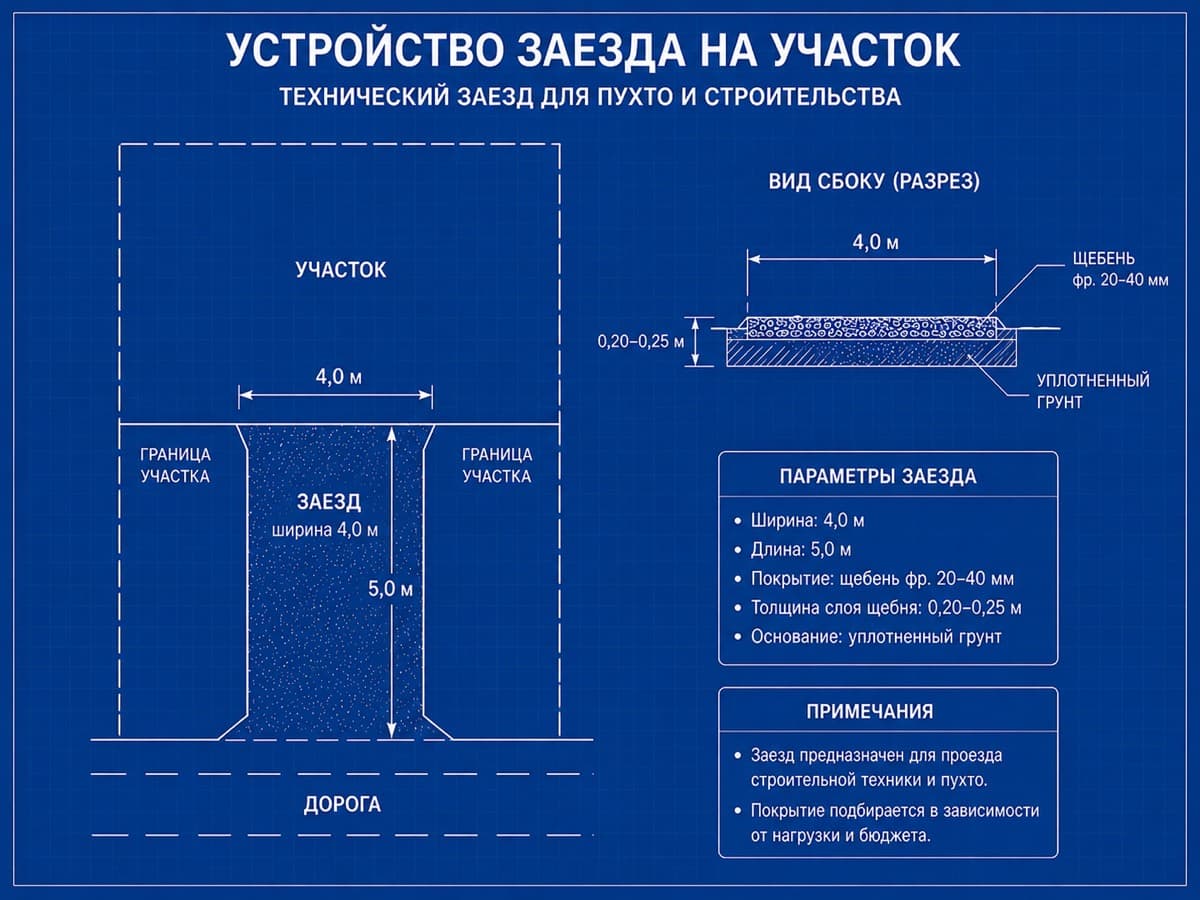 Устройство заезда на участок